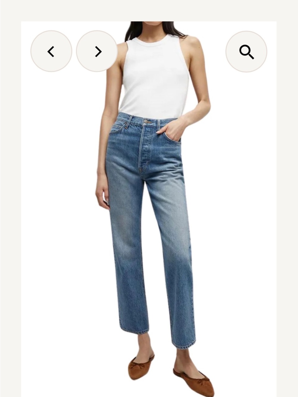 Veronica Beard High-Rise Straight Leg Jeans in Medium Blue Wash